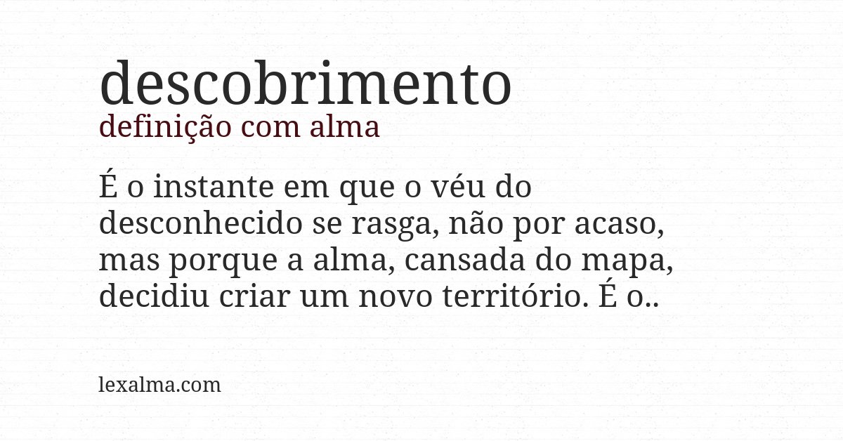 Definição com alma de descobrimento