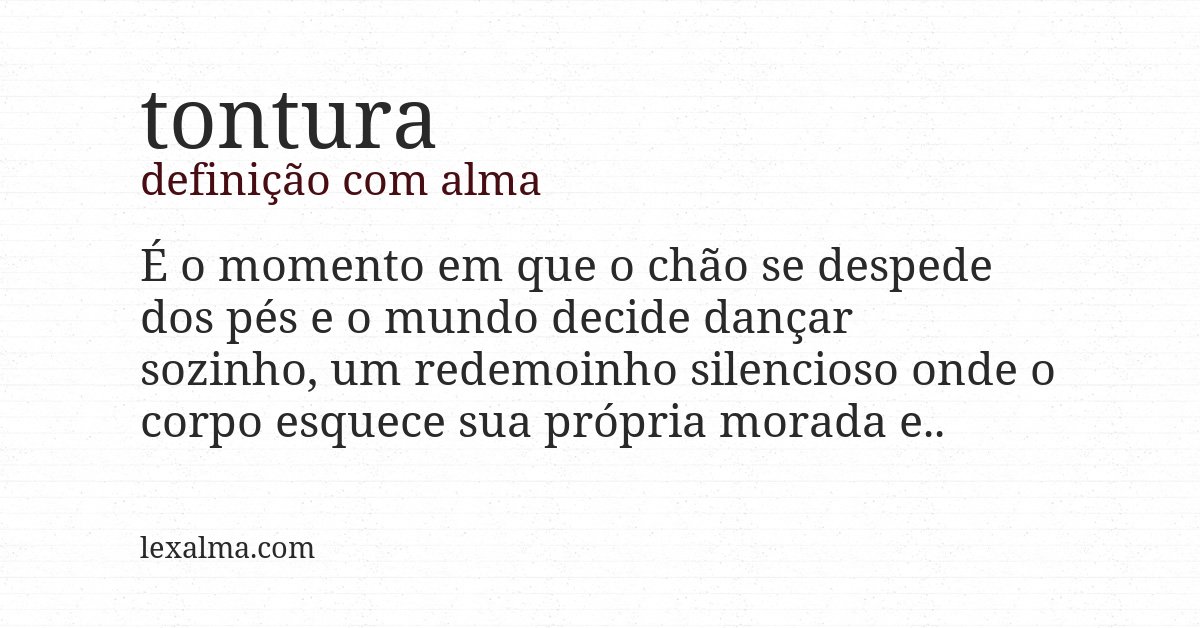 Definição com alma de tontura