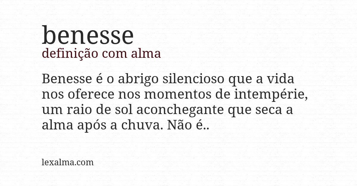 Definição com alma de benesse