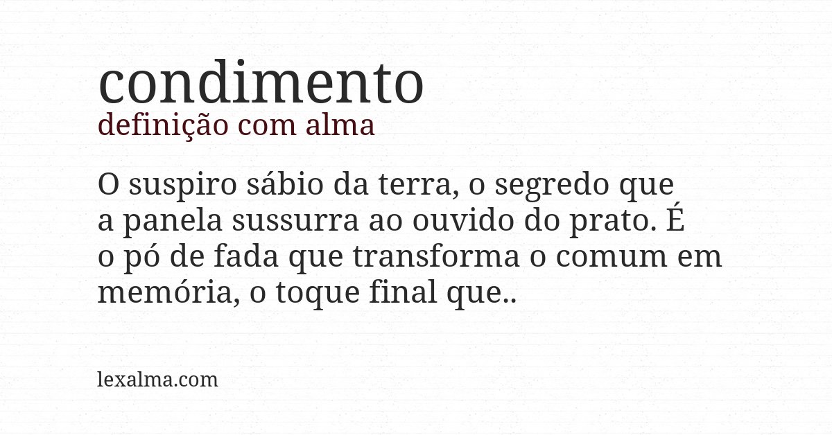 Definição com alma de condimento