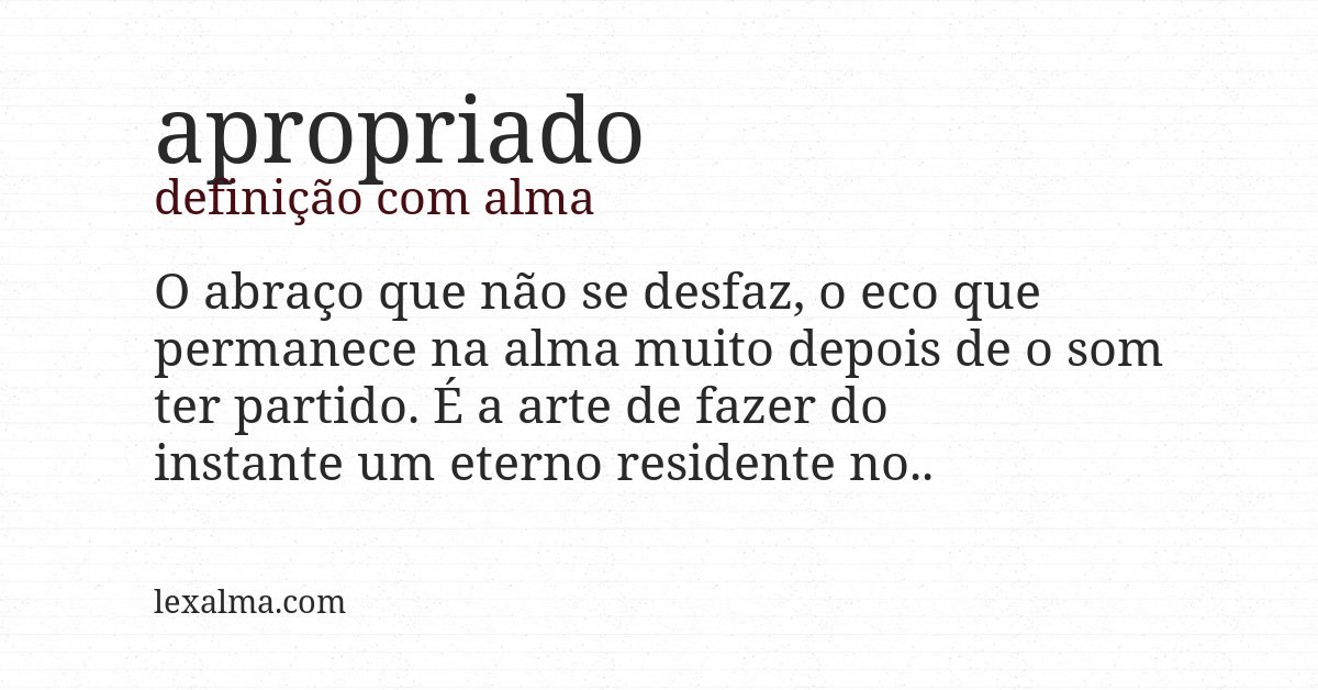 Definição com alma de apropriado