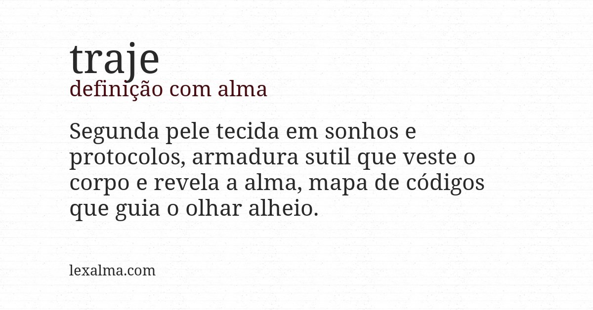 Definição com alma de traje