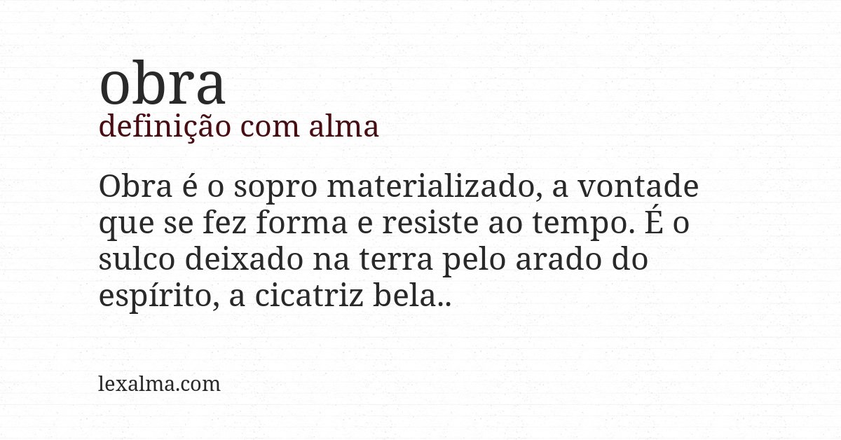 Definição com alma de obra