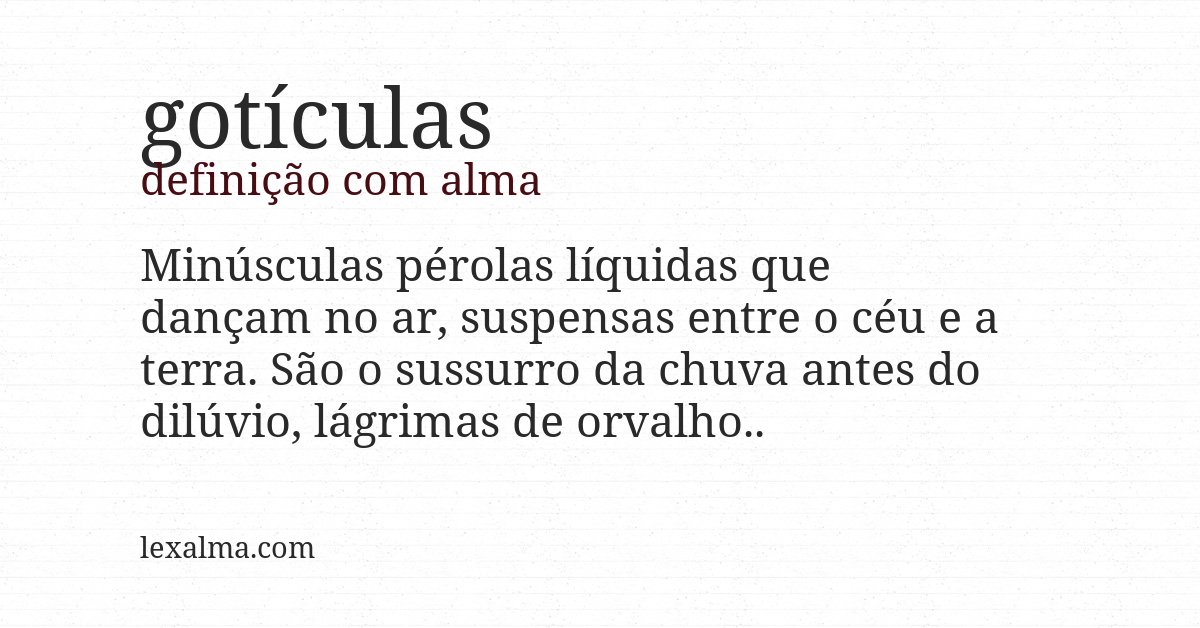 Definição com alma de gotículas
