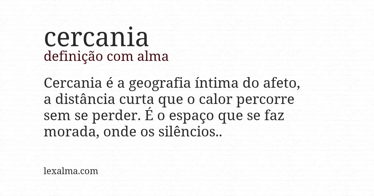 Definição com alma de cercania