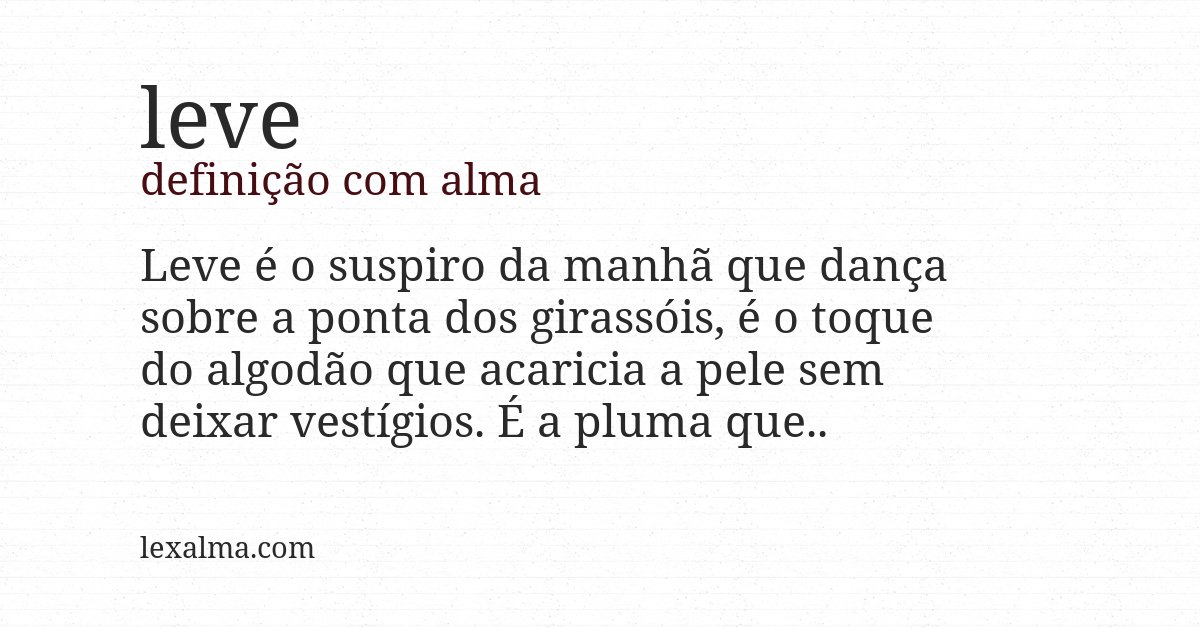 Definição com alma de leve