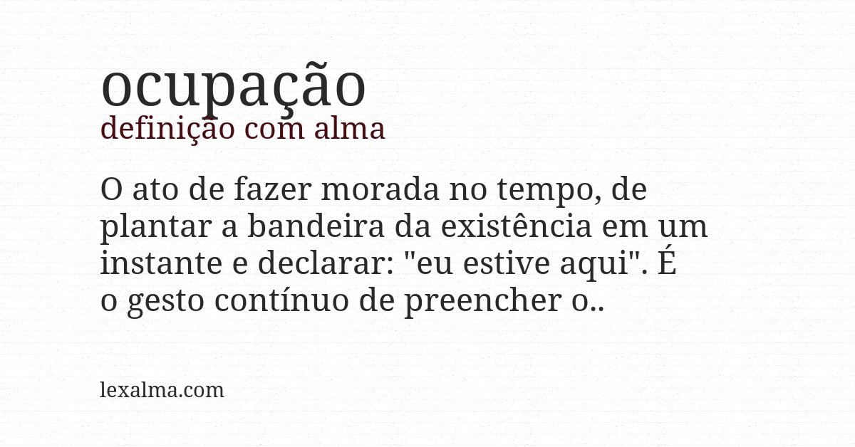 Definição com alma de ocupação