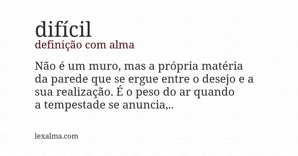 Definição com alma de difícil
