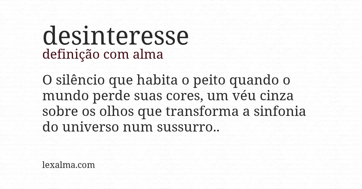 Definição com alma de desinteresse