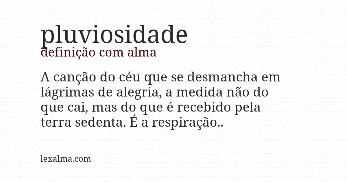 Definição com alma de pluviosidade