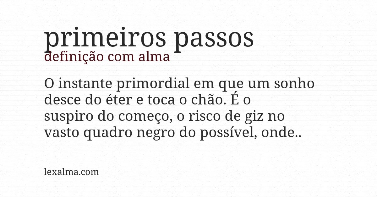 Definição com alma de primeiros passos
