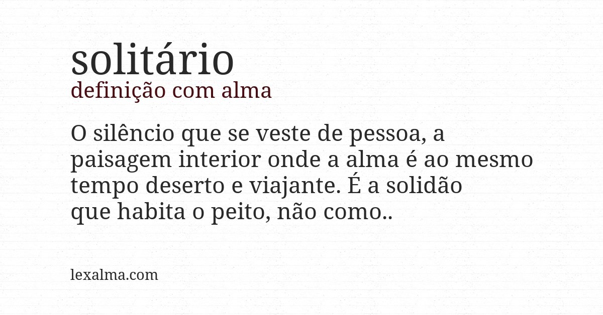 Definição com alma de solitário