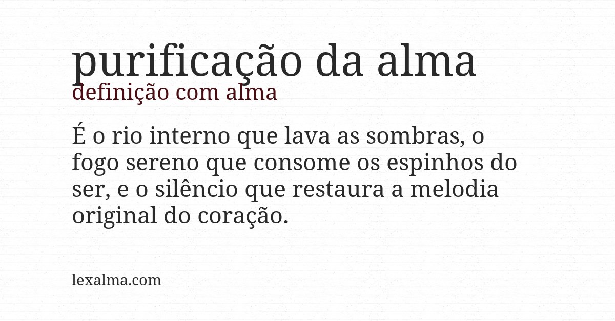 Definição com alma de purificação da alma