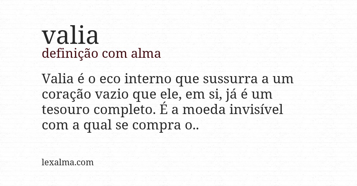 Definição com alma de valia