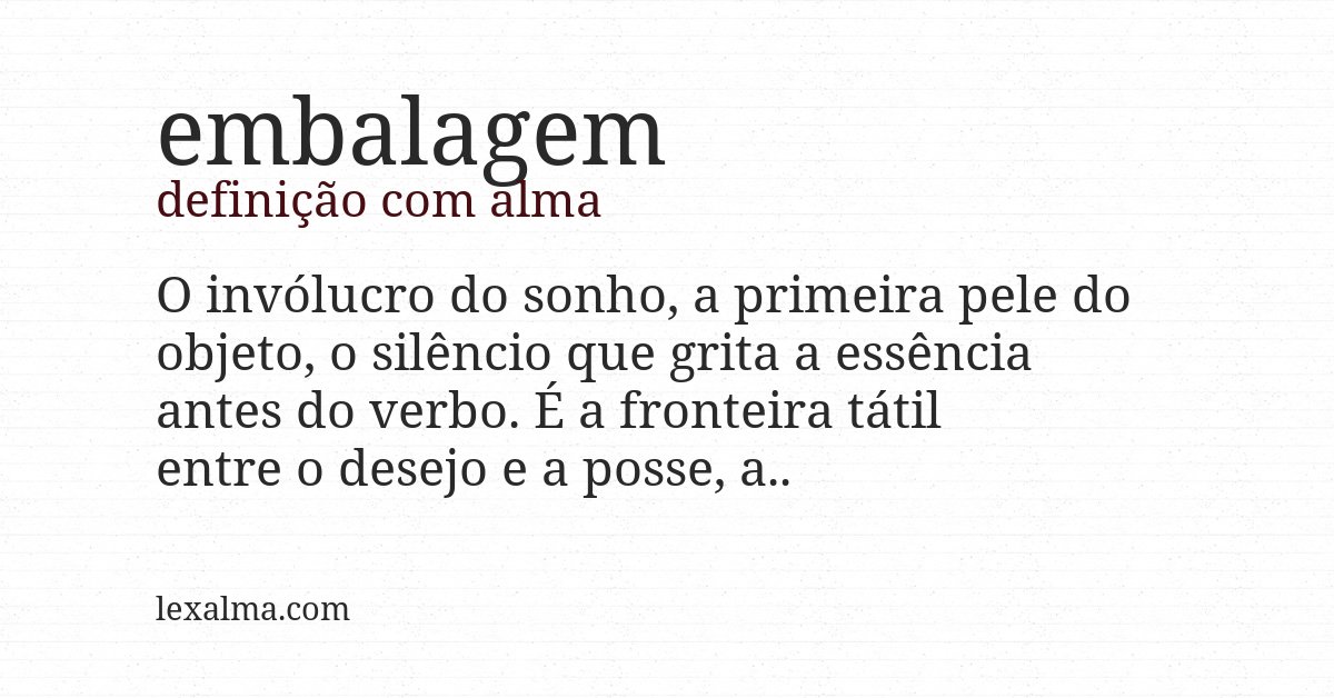 Definição com alma de embalagem
