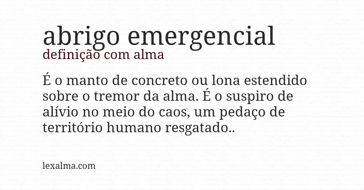 Definição com alma de abrigo emergencial