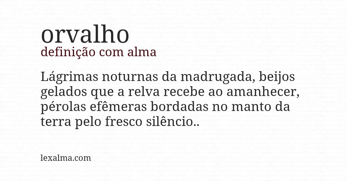 Definição com alma de orvalho