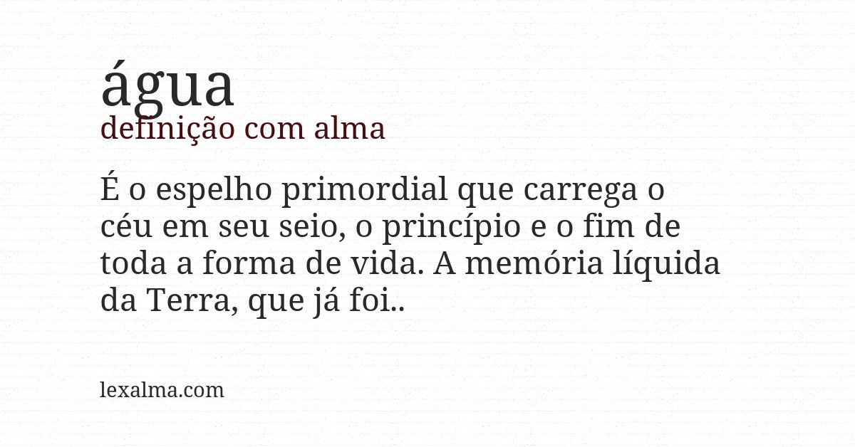 Definição com alma de água