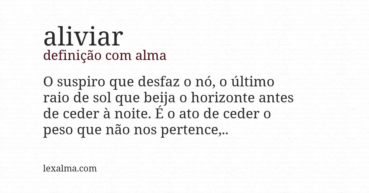 Definição com alma de aliviar