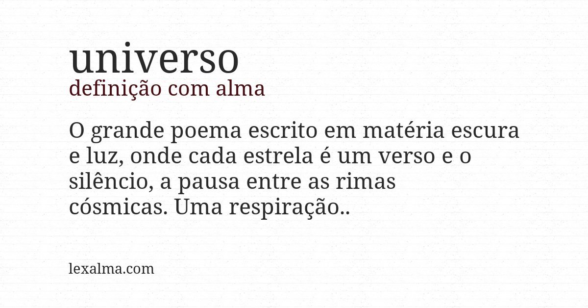 Definição com alma de universo