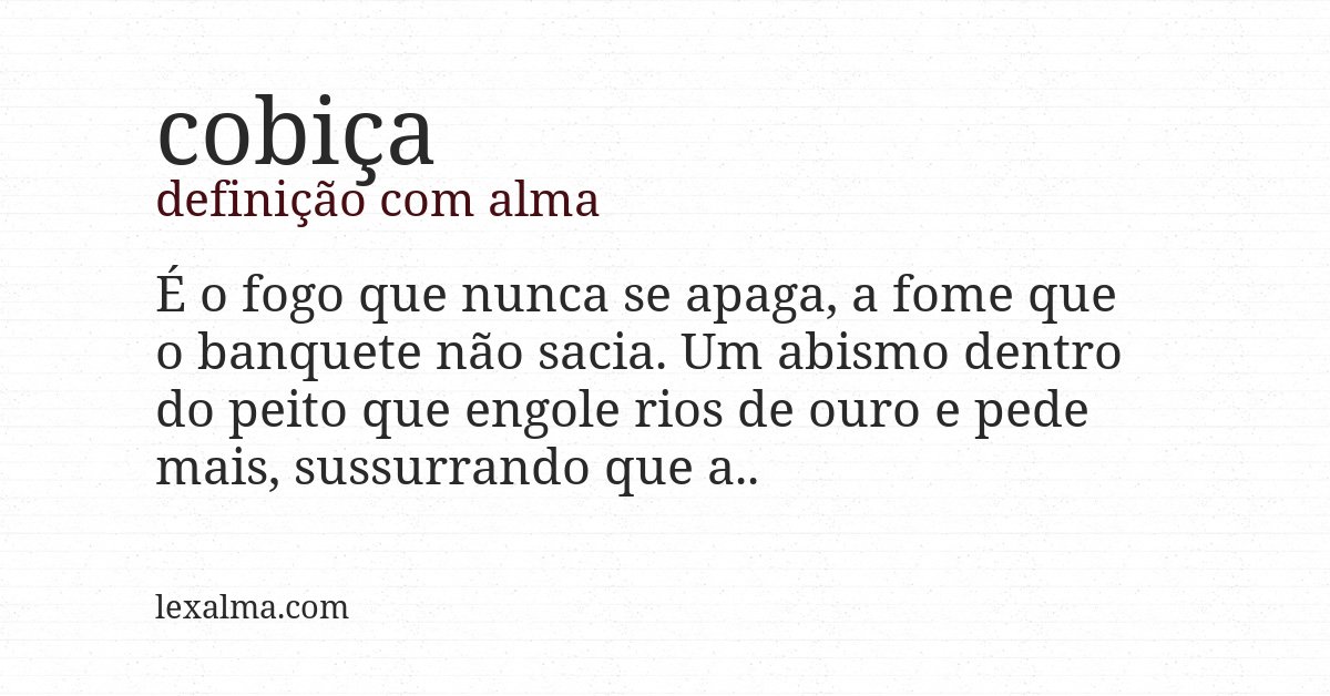 Definição com alma de cobiça