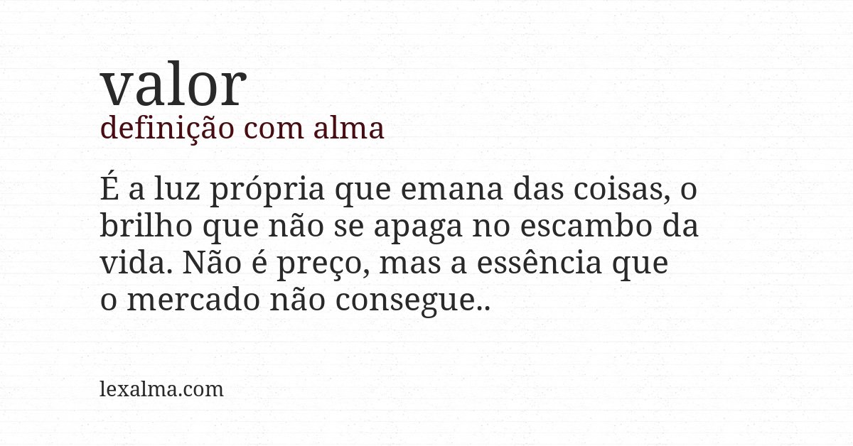 Definição com alma de valor