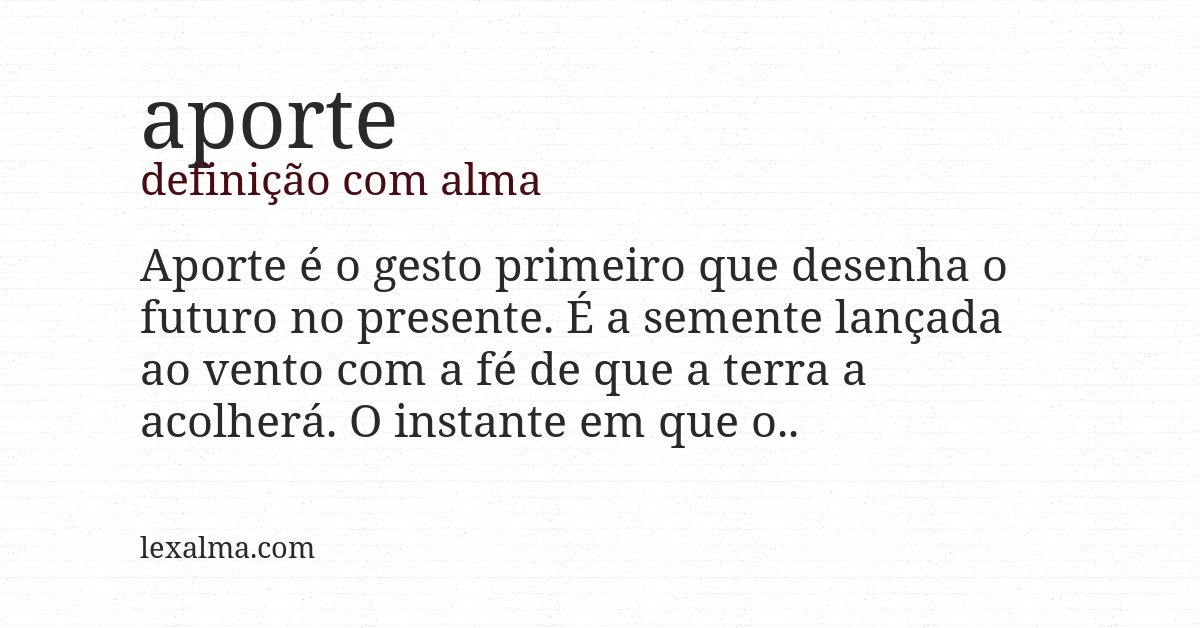 Definição com alma de aporte