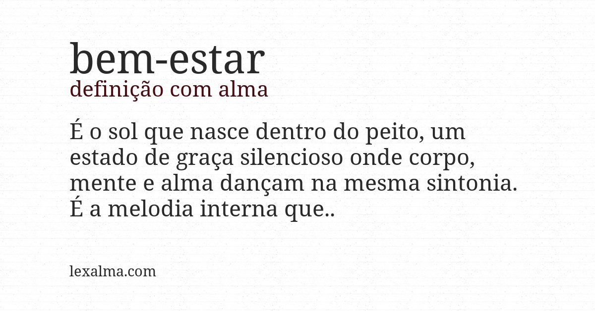 Definição com alma de bem-estar