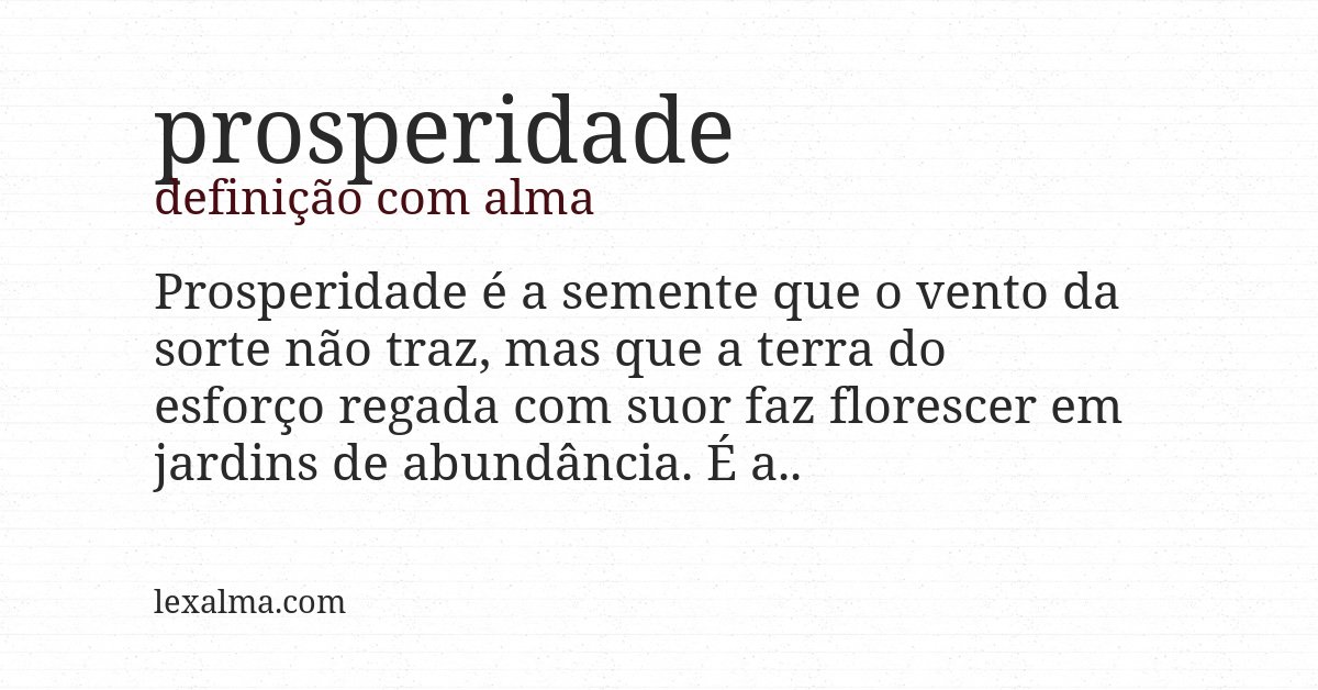 Definição com alma de prosperidade