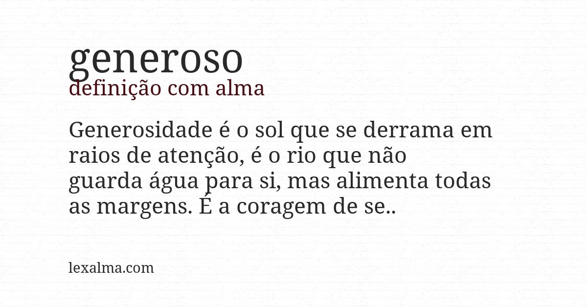 Definição com alma de generoso