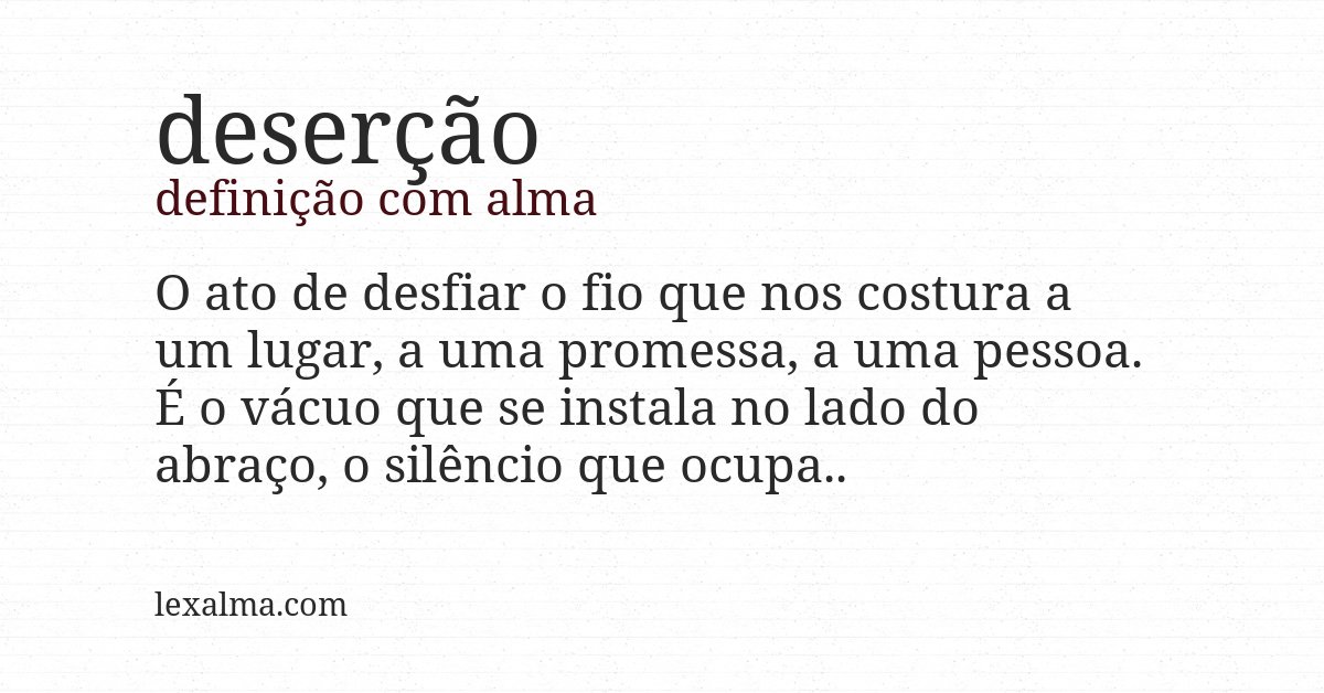 Definição com alma de deserção
